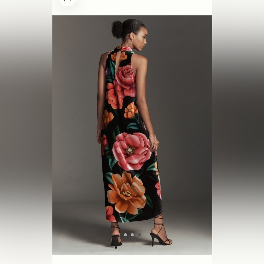 NWT Farm Rio x Anthropologie Mock-neck Printed Velvet Midi Dress Medium Petite - Picture 3 of 9